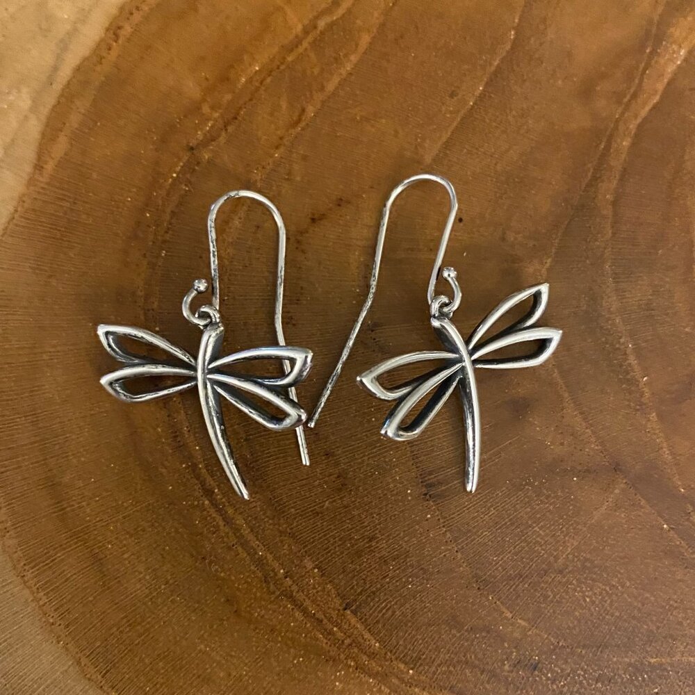 RETIRED James Avery Dragonfly Dangle Earrings, Sterling Silver